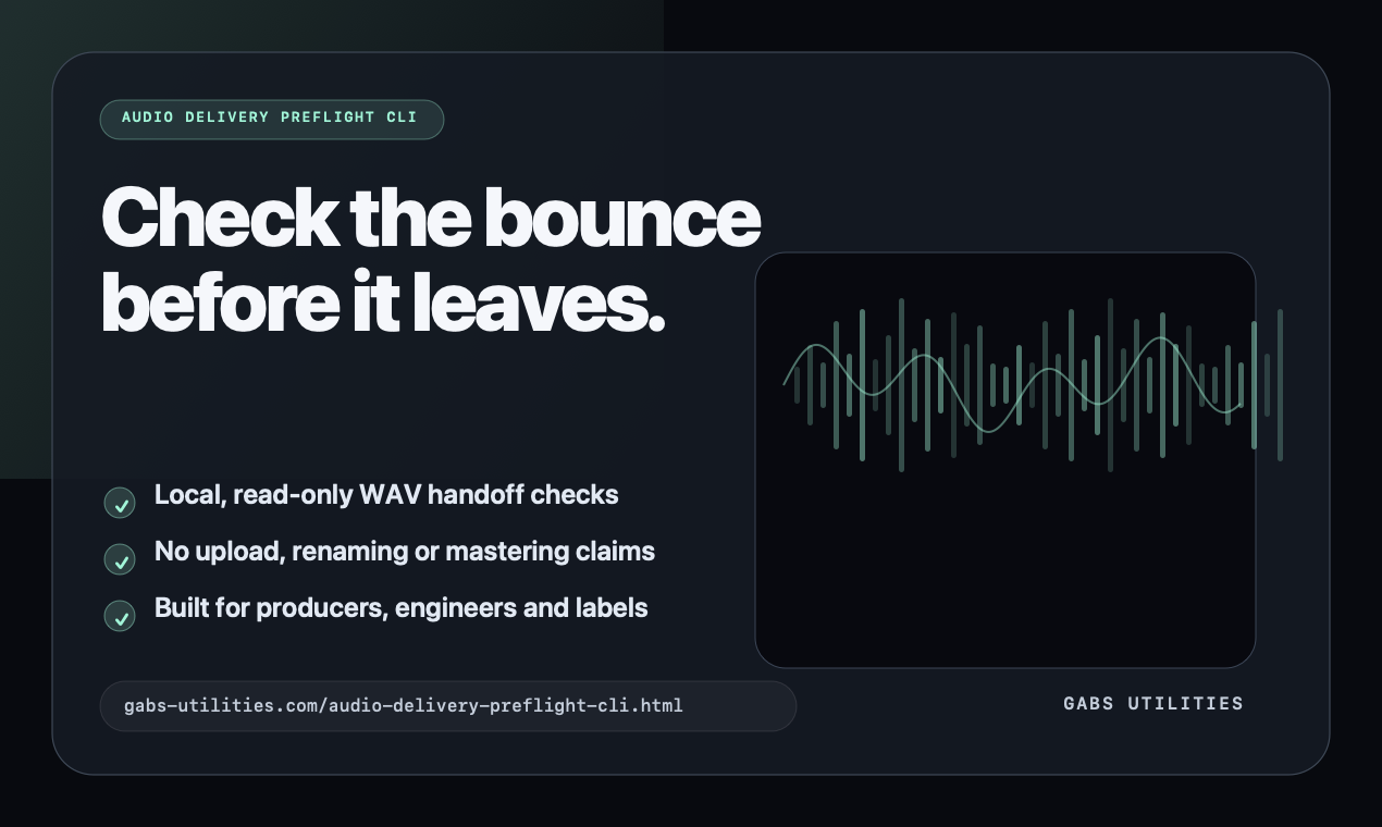 Audio Delivery Preflight CLI launch card: Check the bounce before it leaves.